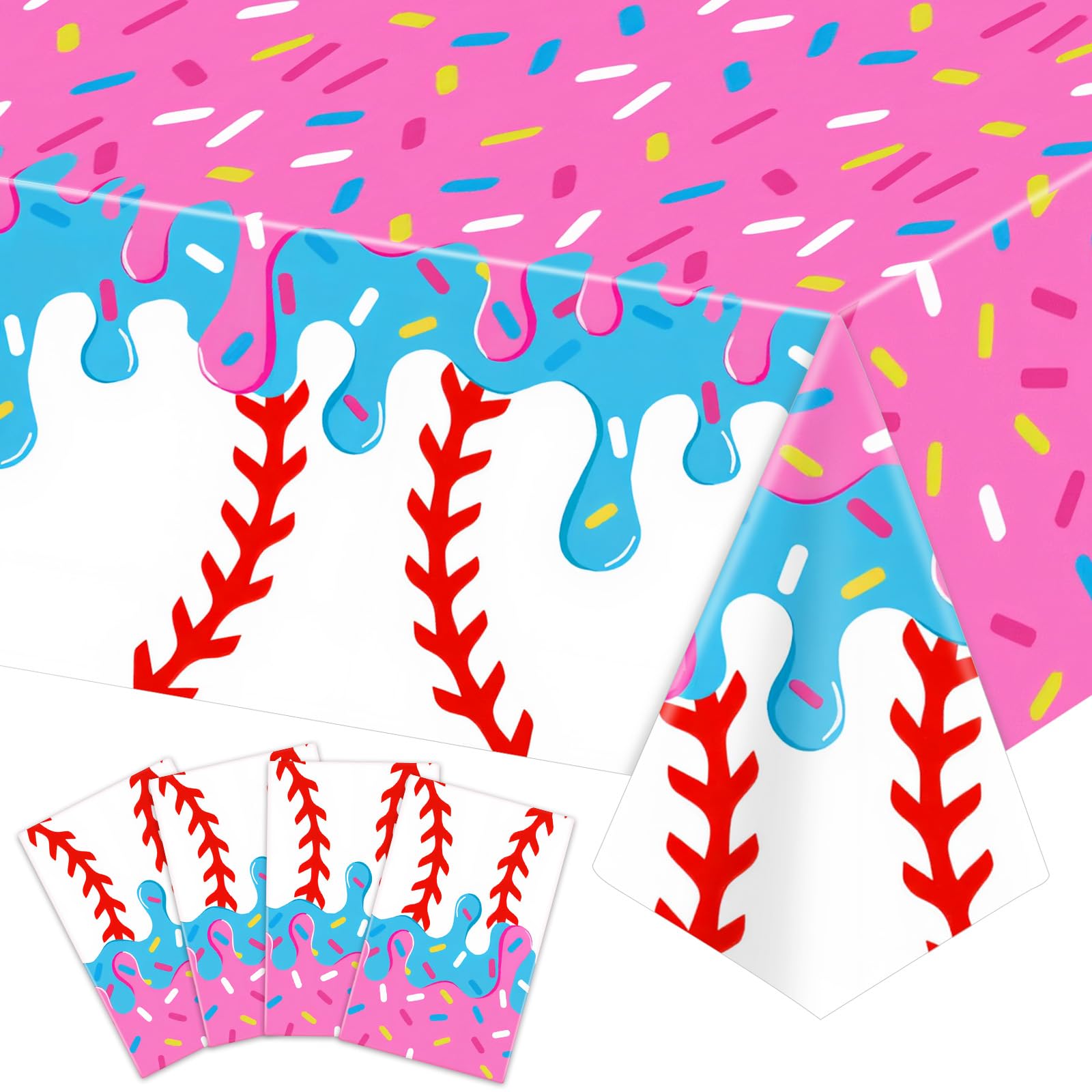 Nappe de baseball Remagr rose bleu en plastique pour fête sportive de 137 x 274 cm