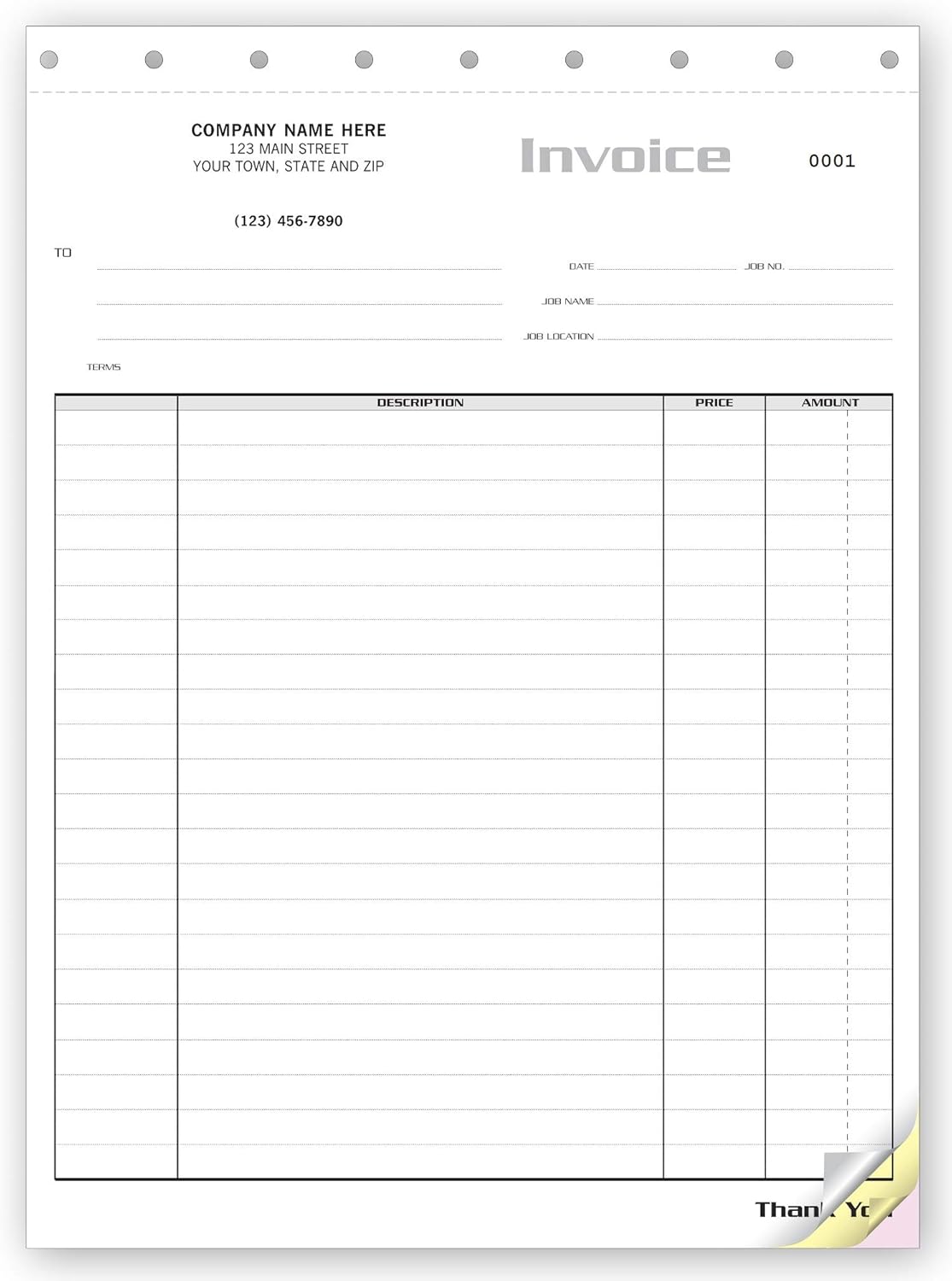CheckSimple Sales Invoice Forms, General Use (Item, Description, Price, Total), 2-Part, Customized (250 invoices) : Office Products