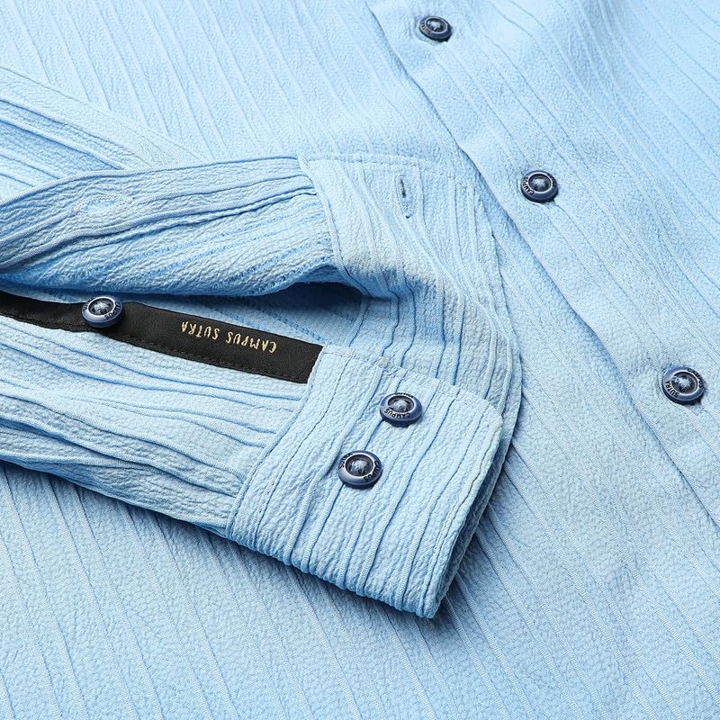 Image of CAHOOT Men's Self-Design Striped Shirt for Casual Wear | Spread Collar | Long Sleeve | Button Closure | Shirt Crafted with Comfort Fit for Everyday Wear