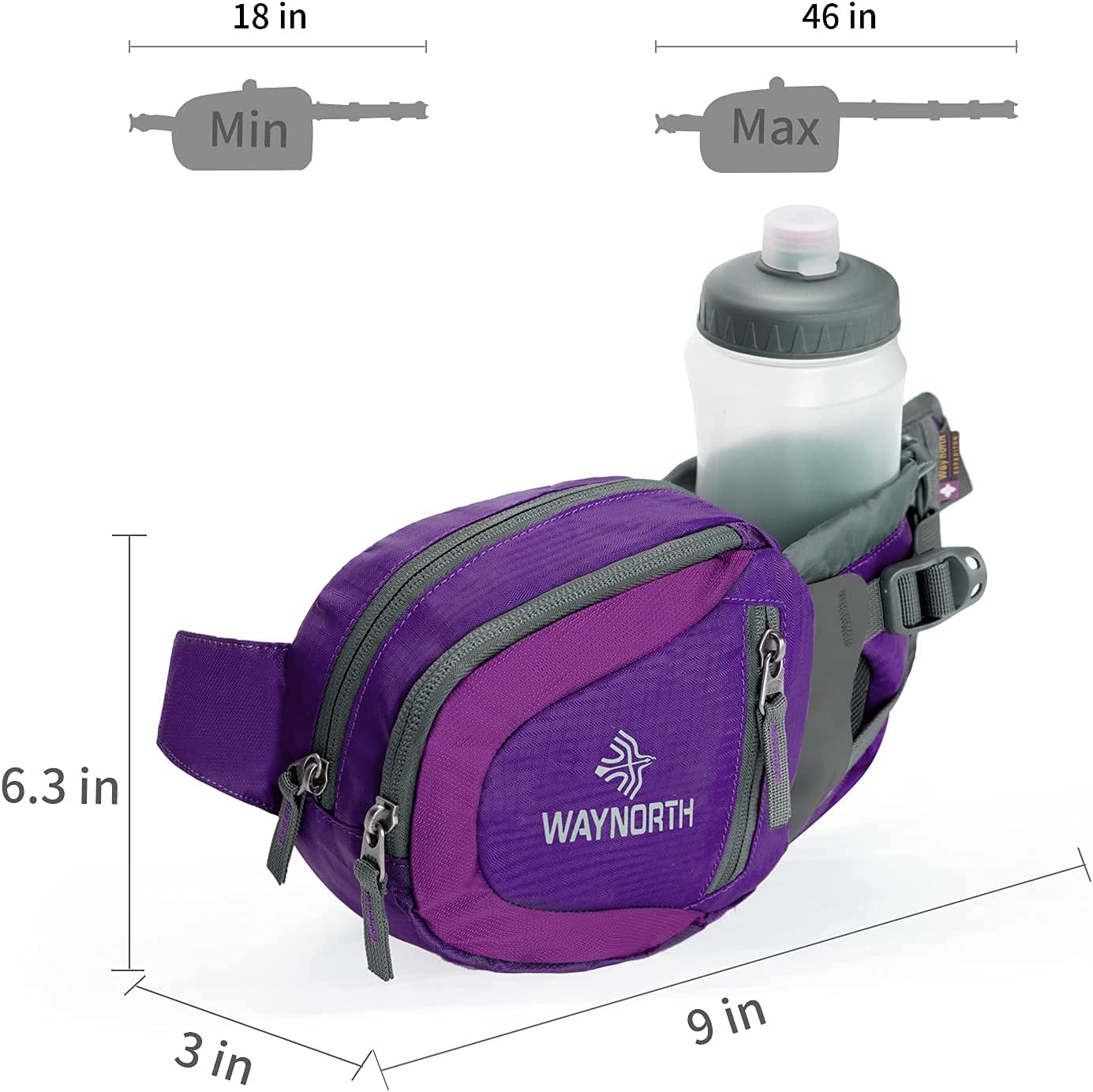 Waynorth Hiking Waist Bag Fanny Pack with Water Bottle Holder for Men Women Kids Walking Running Hiking Climbing Travel Dog Fanny Pack Sport Waist Pack Fit All Kinds of Phones : Sports & Outdoors