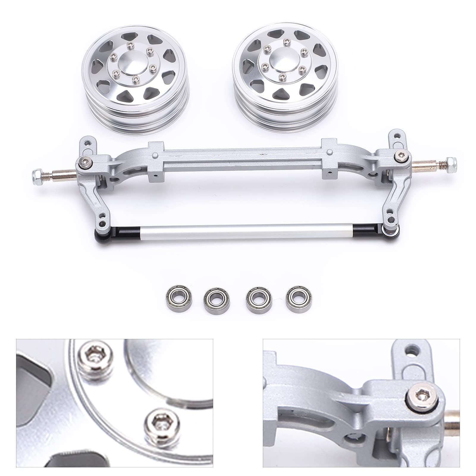 Ruota per Autotreno RC Antiruggine, Robusta Lega di Alluminio, Sostituzione Ideale per Modellini di Auto in Scala 1/14, Confezione da 2
