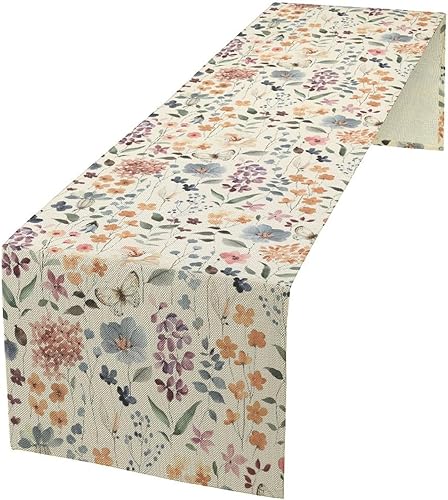 Miniatura 15 de Camino de mesa floral retro de los años 70, camino de mesa de flores de margarita naranja hippie para fiesta de cumpleaños, cocina retro comedor