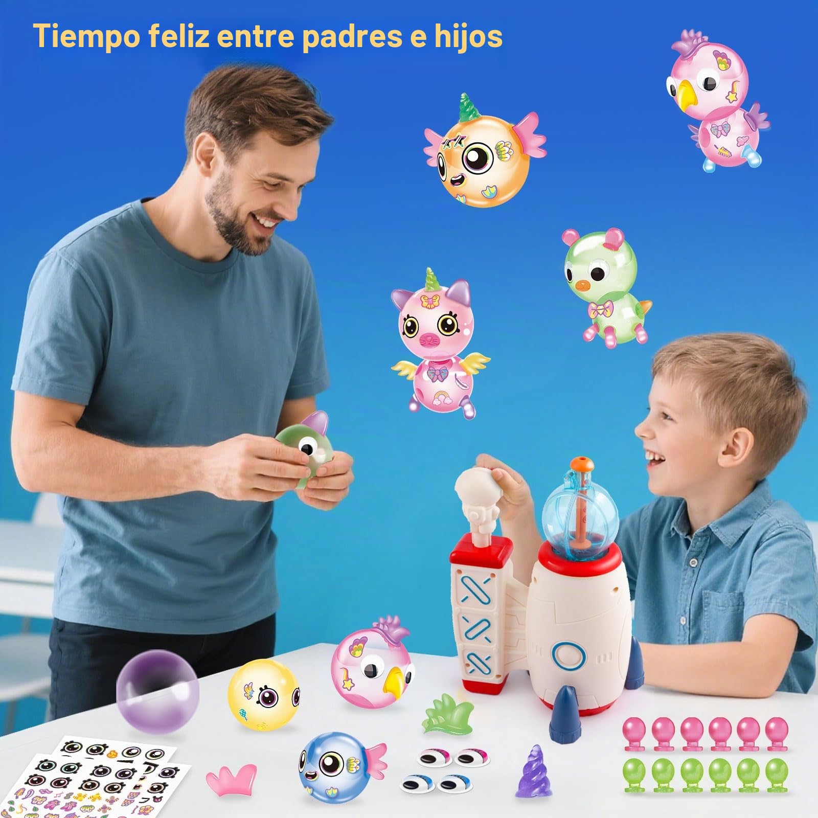 nicknack Nano Art Kit con Inflador de Globos Cohete, 195 Piezas Manualidades para Niños - Juego para Hacer Burbujas Pegajosas, Juguete Educativo y Creativo
