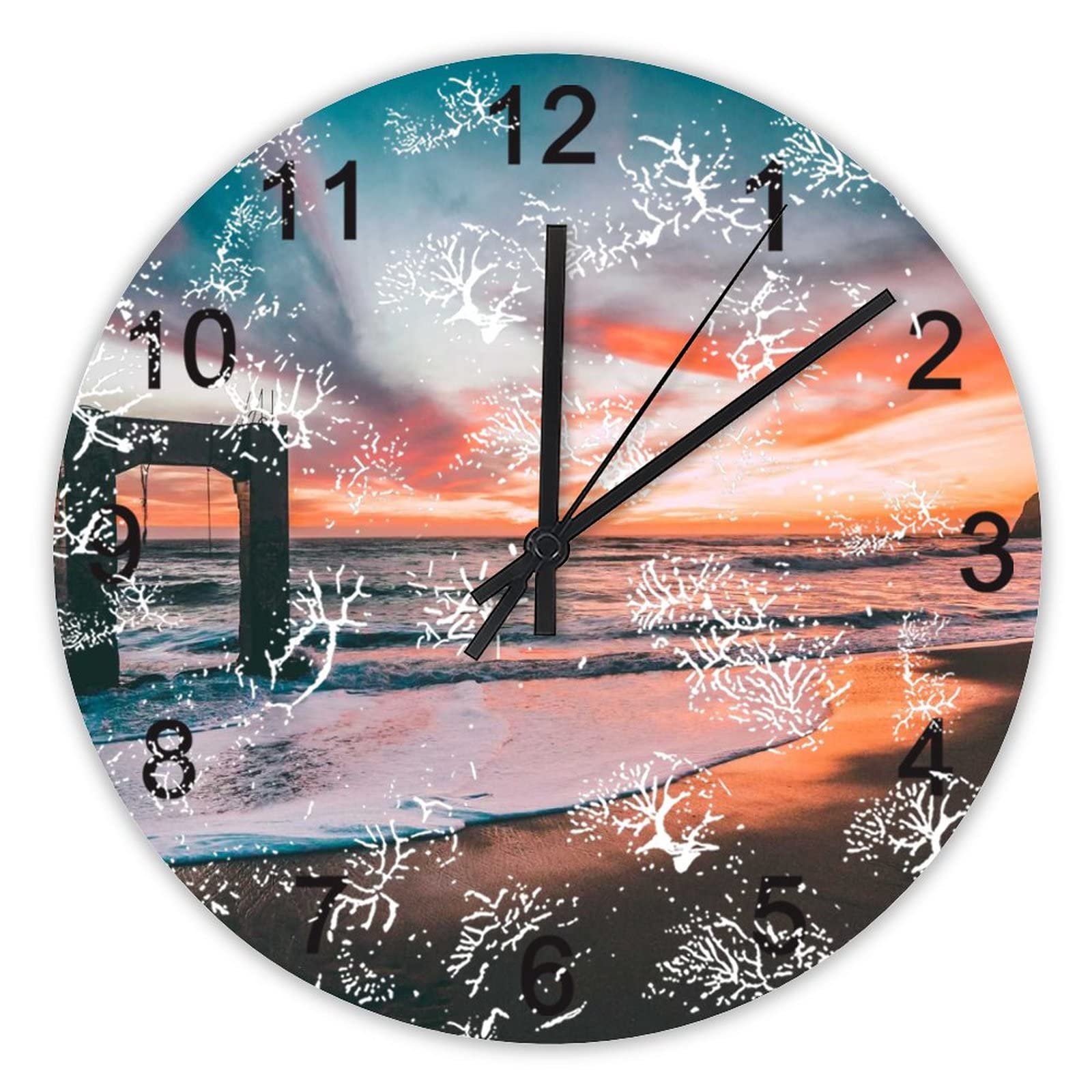 Horloge murale silencieuse mer de 40,6 cm pour déco de cuisine