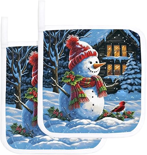 Soportes para ollas de Navidad para cocina, muñeco de nieve de invierno, árbol de Navidad, copo de nieve, bayas, soporte con bucle, aislamiento