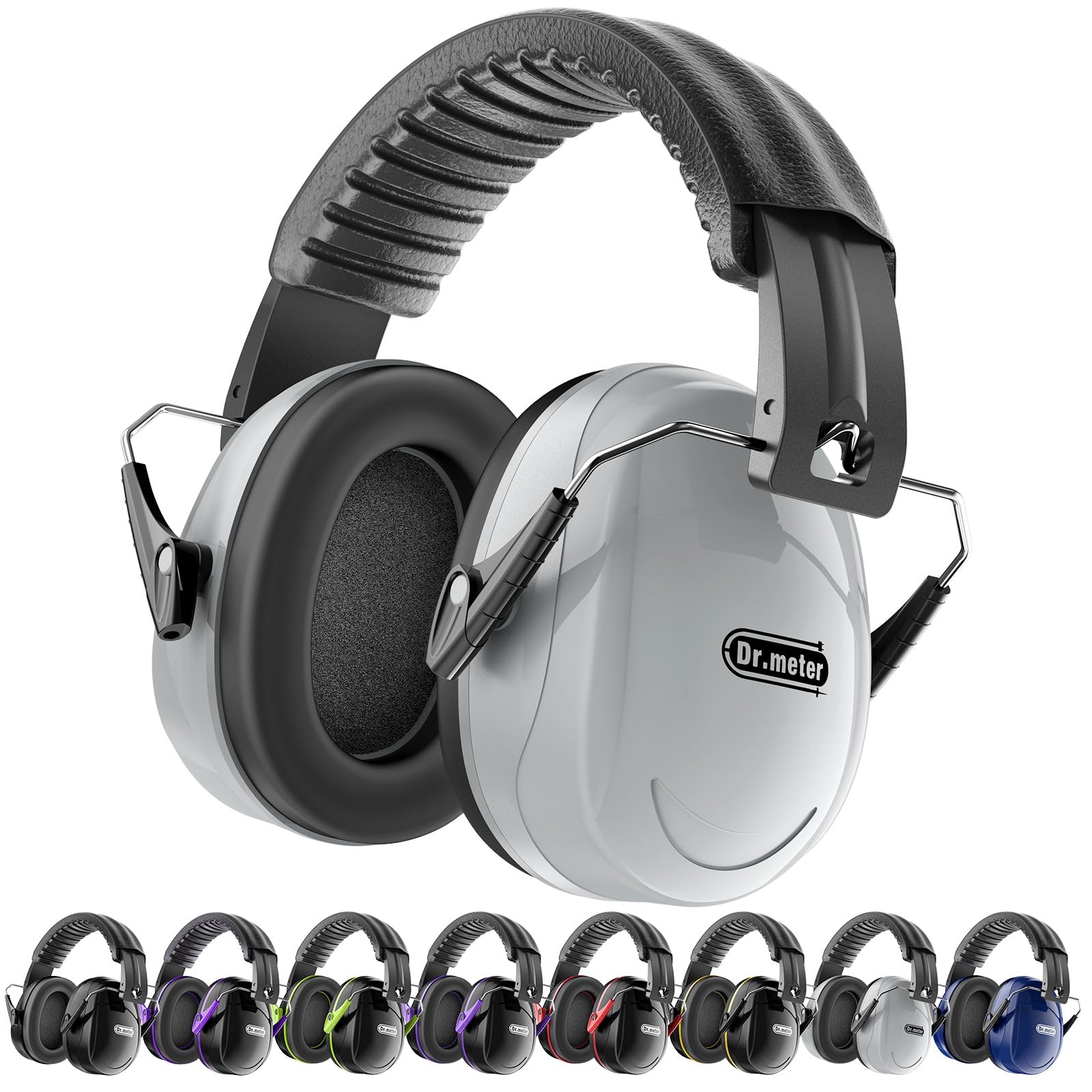 Dr.meter Hearing Protection Earmuffs, 31dB Noise Reduction Safety Ear Muffs with Adjustable Headband for Adults Kids Autism Sensory, Ear Muff for Yard