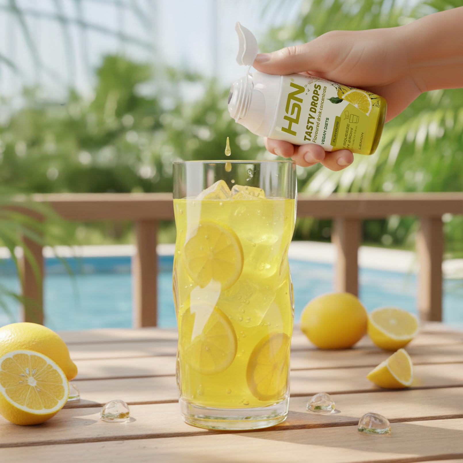 HSN Tasty Drops Saborizante Líquido Sin Calorías para Agua | Sabor Limón - 65ml (hasta 8 litros) | Gotas Saborizantes Sin Azúcar | Potenciador de Bebidas | Apto Vegano, Sin Gluten