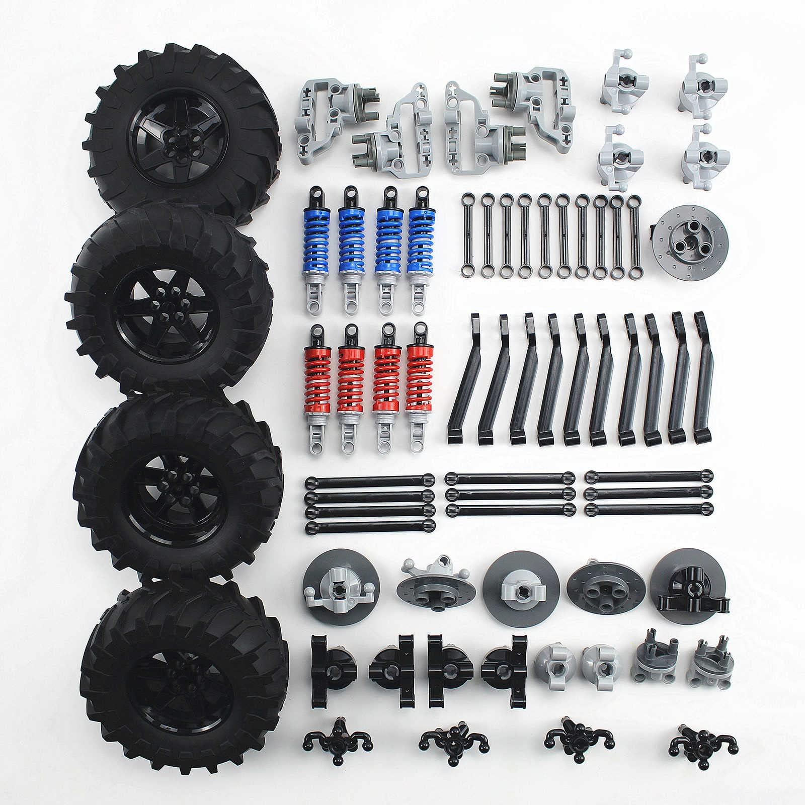 Technical Parts Vehicles Suspension Accessories with Tire 107x44 Technical Parts Set Compatible with All Major Brands, MOC Parts Building Toy DIY Replacement Spare Kit (68pcs)