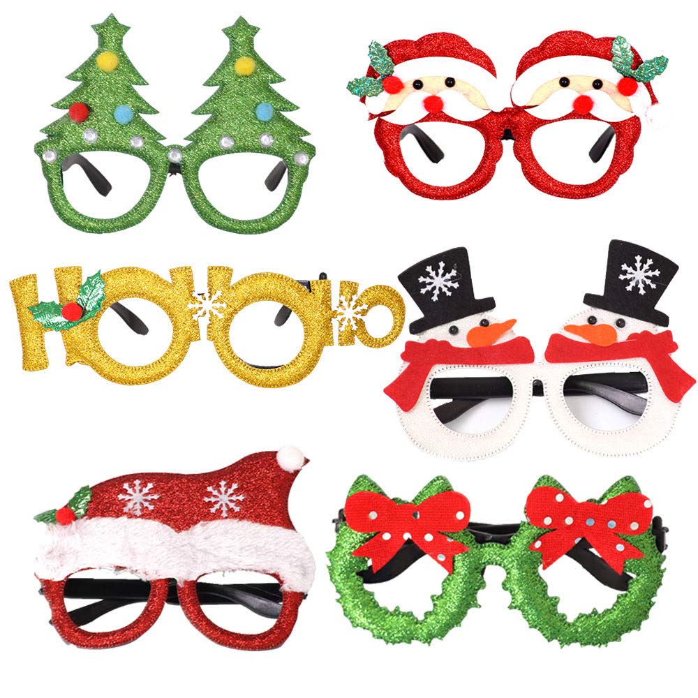 NIWWIN 6 Pieces Christmas Decoration Glasses, Youth New Glasses Decoration Shiny Decoration Parse Dress Fancy Costume Supply Supply Deli Gift