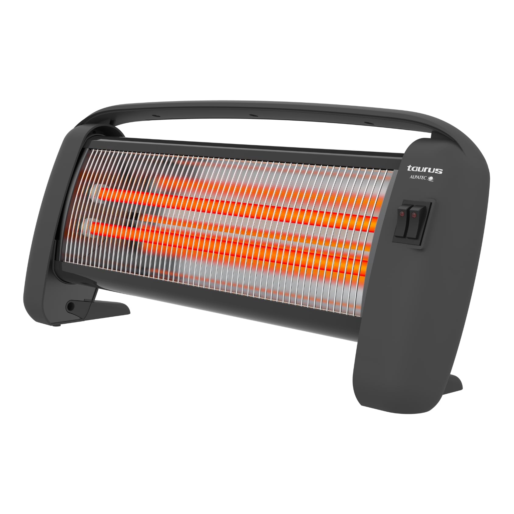 Taurus – Stufa al Quarzo PR-2 Slim | 1200 W | 2 potenze | Effetto specchio | Protezione termica | Antiribaltamento | Silenziosa | Portatile