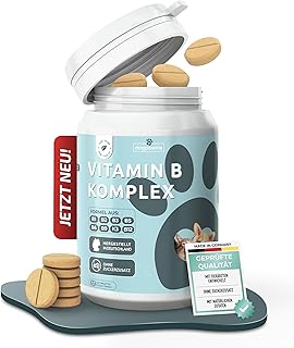 Vitamin B Komplex Hund & Katze [MADE IN GERMANY, ZUCKERFREI & LABORGEPRÜFT] Alle 8 B Vitamine für Hunde B1, B2, B3, B5, B6, B9, B12, K3 unterstützt Nerven, Energie, Fell & Immunsystem (60g (1er Pack))