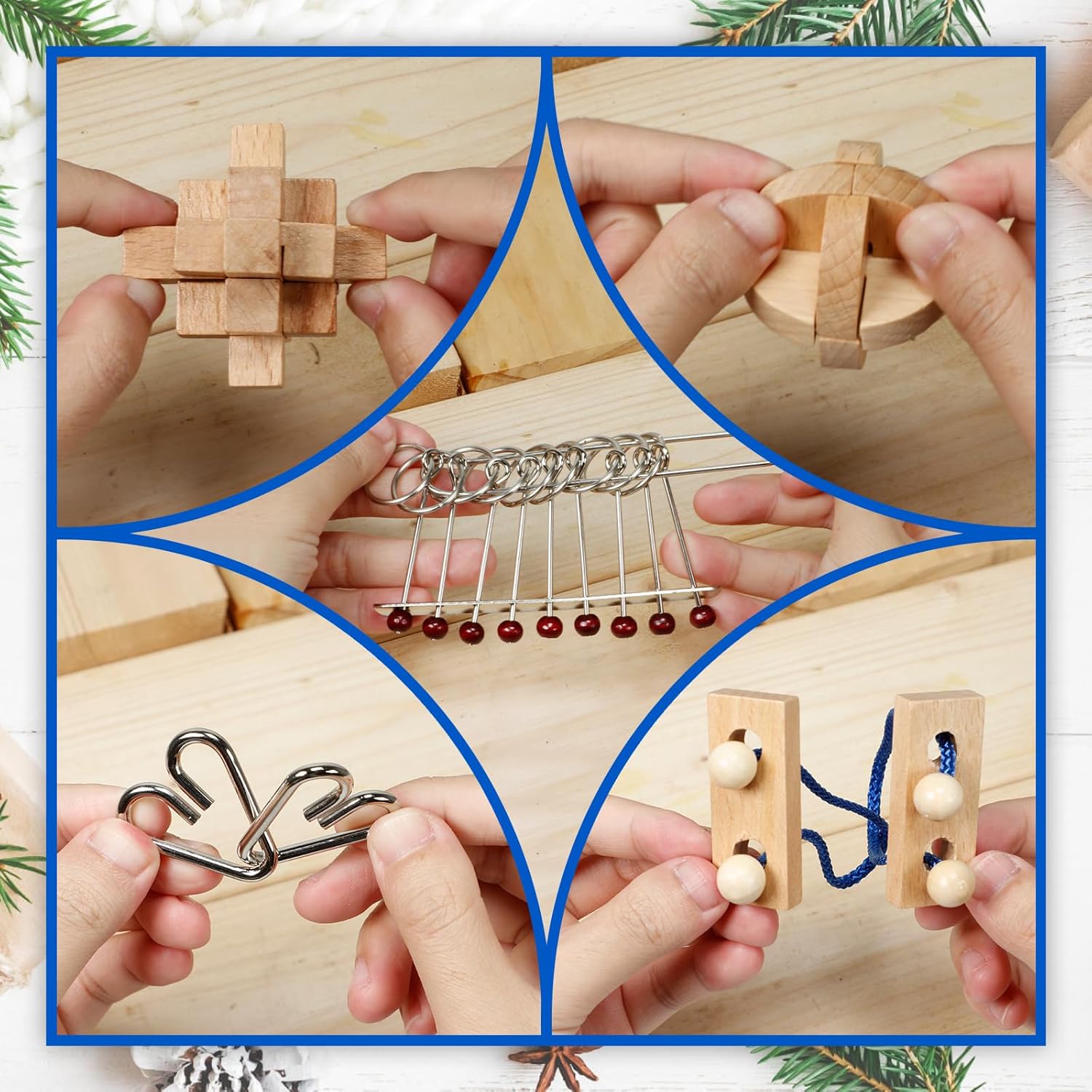 pozemu 24 Pack Brain Teaser Puzzles Advent Calendar 2026 Wooden Metal Puzzles Christmas Countdown Calendars for Kids Adult