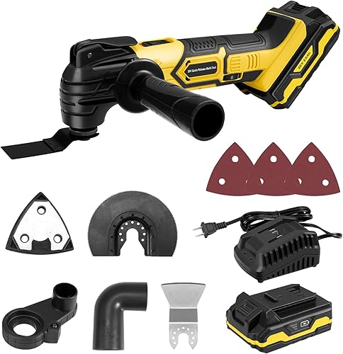 Dreambetter Herramienta oscilante inalámbrica Motor sin escobillas de 6 velocidades con ángulo de oscilación de 3.2 y mango auxiliar para cortar