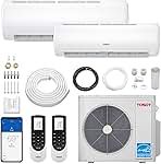 TOSOT 30,000 BTU Dual-Zone Mini Split AC with Heat Pump,12,000+24,000BTU, 21 SEER2, Wifi Enabled Ductless Inverter Split System with 16.4 ft Copper Line Set, Cools Up to 1,500 sq ft, Muse Series
