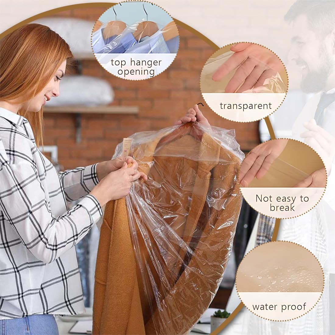 Sacchetti Impermeabili Sacchetto Porta Abiti Trasparente 60x100cm