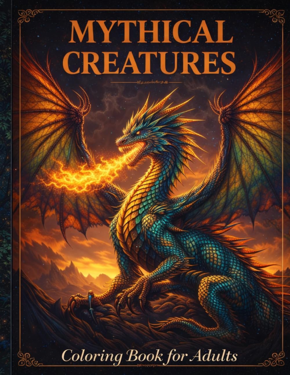 Mythical Creatures Coloring Book for Adults: 50 Fantasy Designs Featuring Dragons, Phoenixes, Unicorns, Mermaids, Griffins and More for Relaxation and Stress Relief