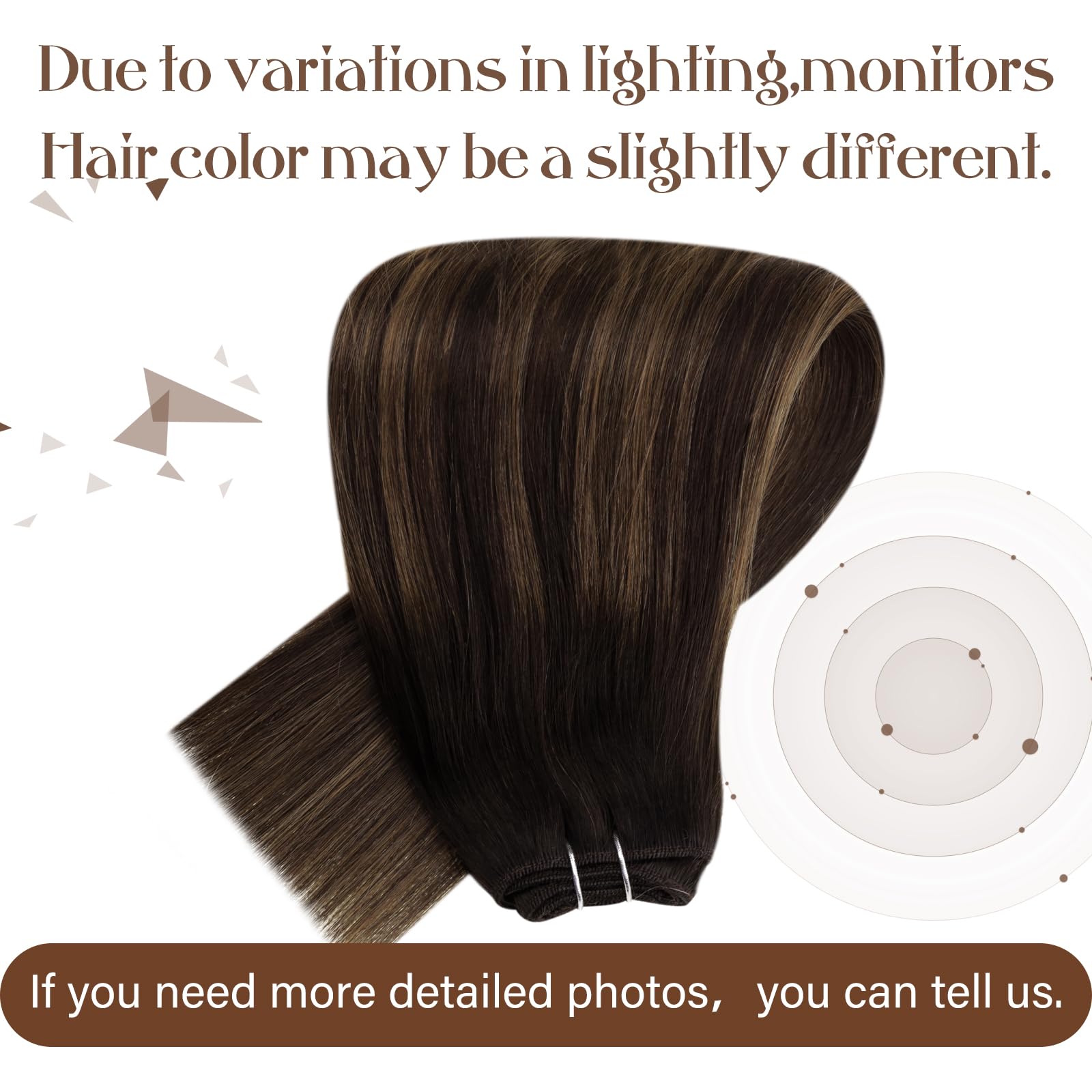 Hetto Weft Hair Extensions Real Human Hair 18 Inch 100g Balayage Dark Brown Mix Light Brown - Salon Quality Sew in Human Hair Wefts, Reusable for Daily Wear Full Head Styling #2/8/2 — view 9