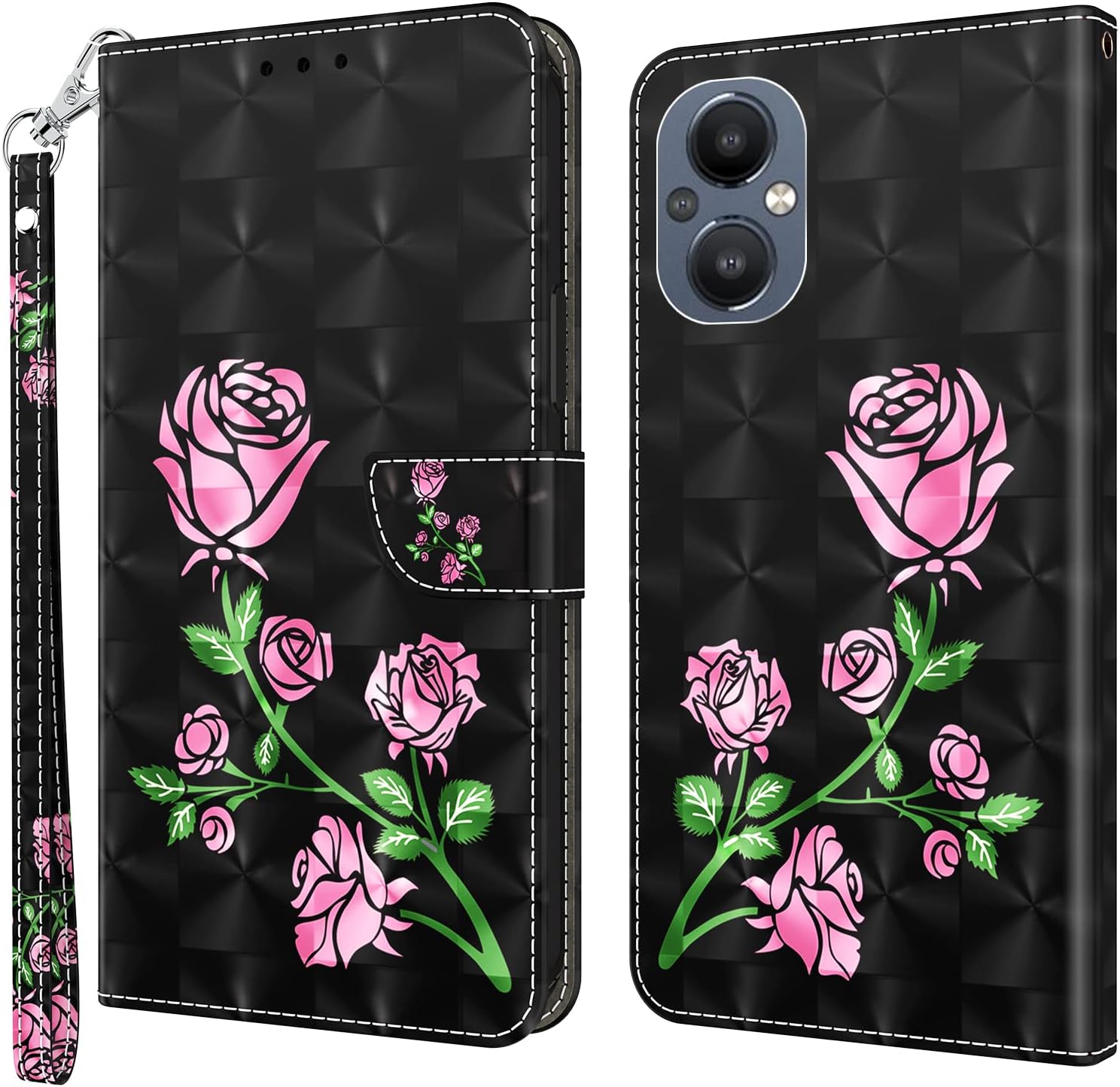 ALILANGPhone Case for Oppo A96 5G (Oppo Reno 7Z) /OnePlus Nord N20 5G Case, Magnetic Stand Flip PU Leather Cover with Card Holder Protective Shockproof for Oppo A96 5G Wallet Case-Rose