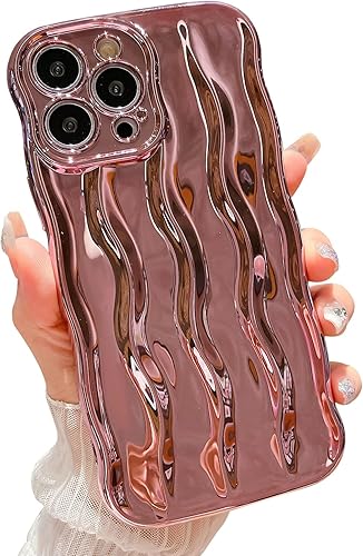 Miniatura 8 de Funda con patrón de ondas de agua para iPhone 15 Pro Max, TPU suave, a prueba de golpes, cubierta trasera protectora de cámara para mujeres y niñas,
