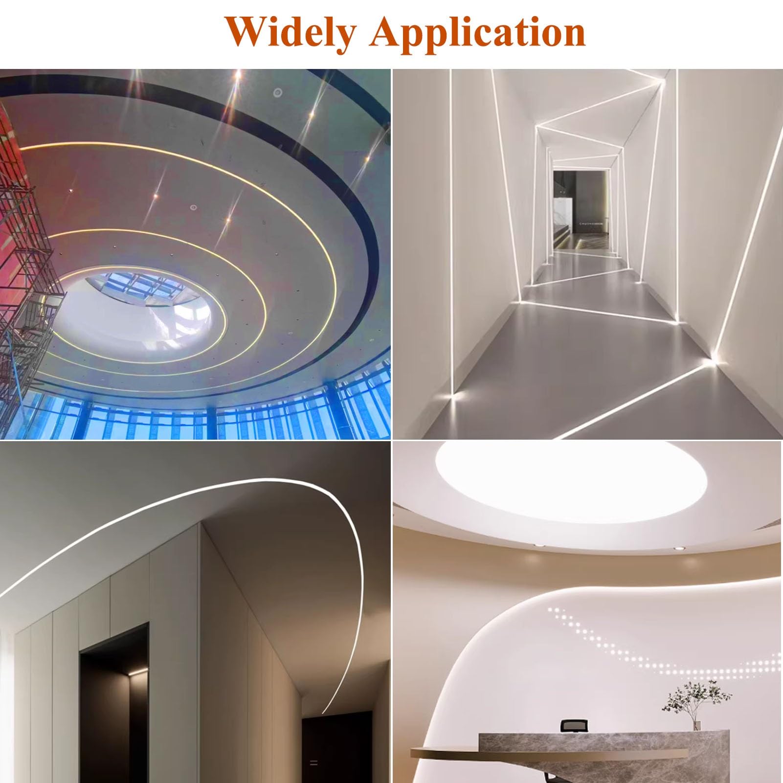 Striscia luminosa pieghevole con diffusore lattiginoso, canale in alluminio da incasso per modanatura curva flessibile a parete e soffitto, lunghezza 2 m