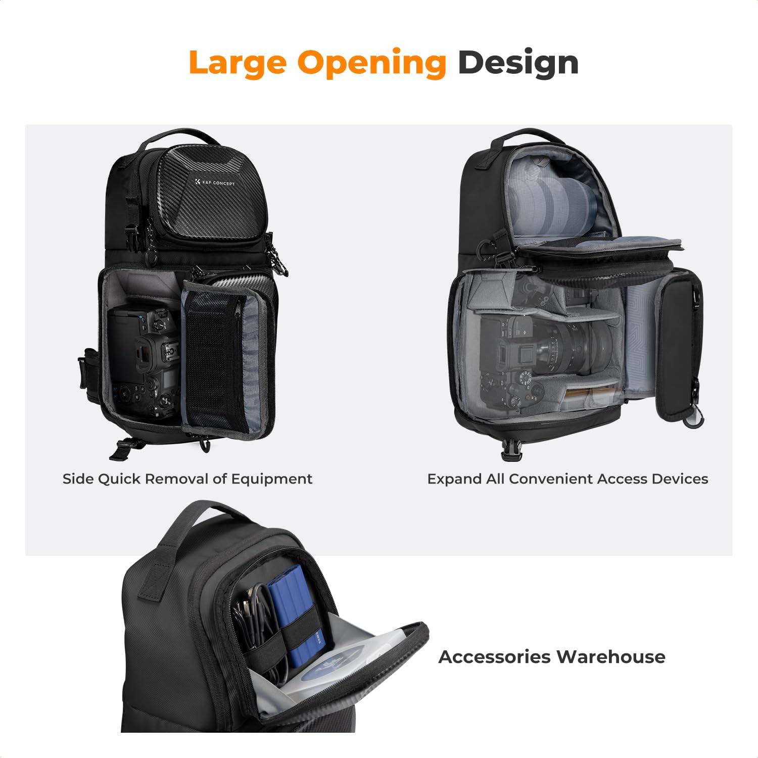 K&F CONCEPT Camera Sling Bag Crossbody Bag Hardshell Camera Shoulder Backpack DSLR/SLR/Mirrorless Camera Case Photography Bags for Photographer - Image 5