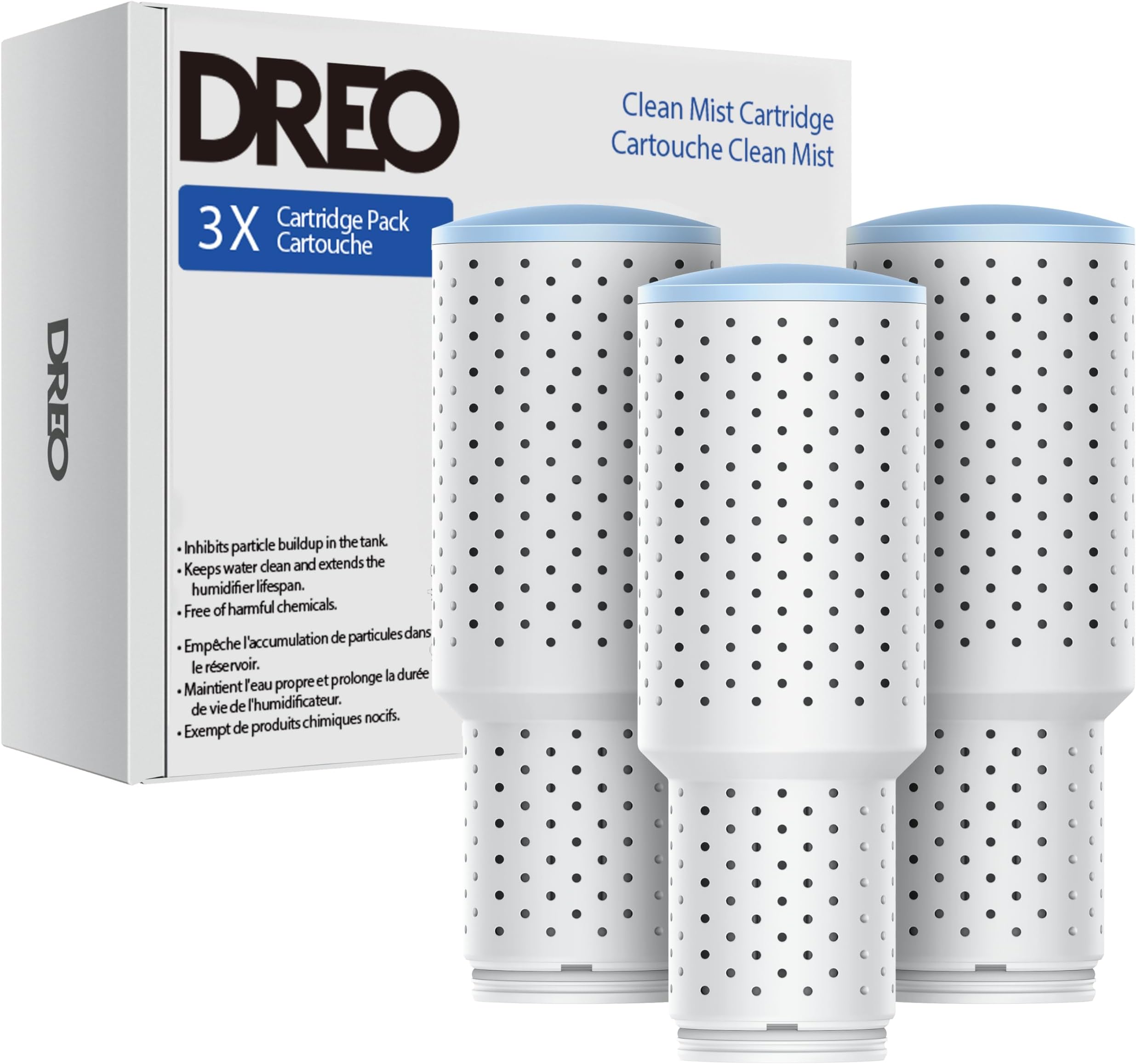 Clean Mist Cartridge 3-Pack for Humidifiers, Compatible with DREO Humidifiers HM311/311S/524/524S/306, Reduce Contaminants Build-up, Healthier Mist, Easier Cleaning