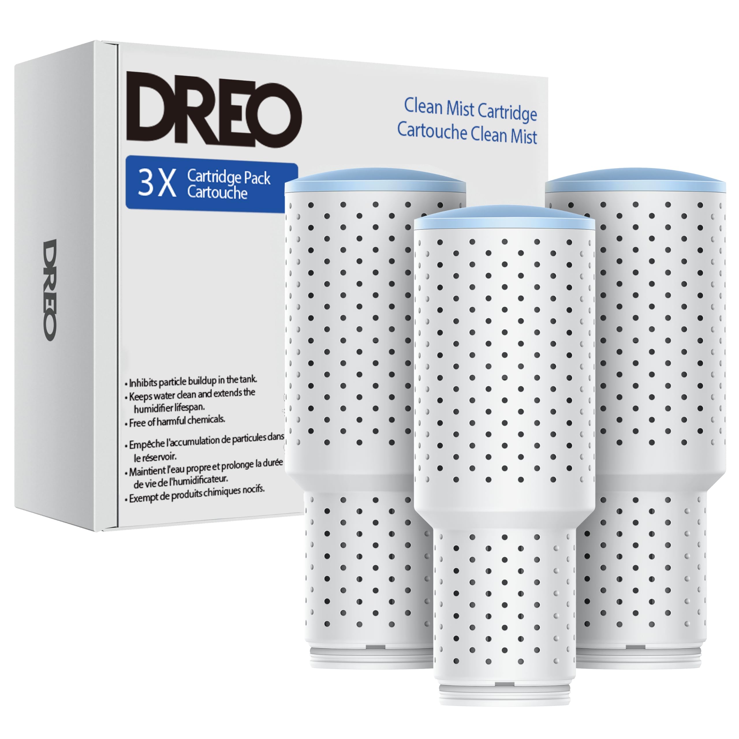 DREO Clean Mist Cartridge 3-Pack for Humidifiers, Compatible with DREO Humidifiers HM311/311S/306, Reduce Contaminants Build-up, Healthier Mist, Easier Cleaning