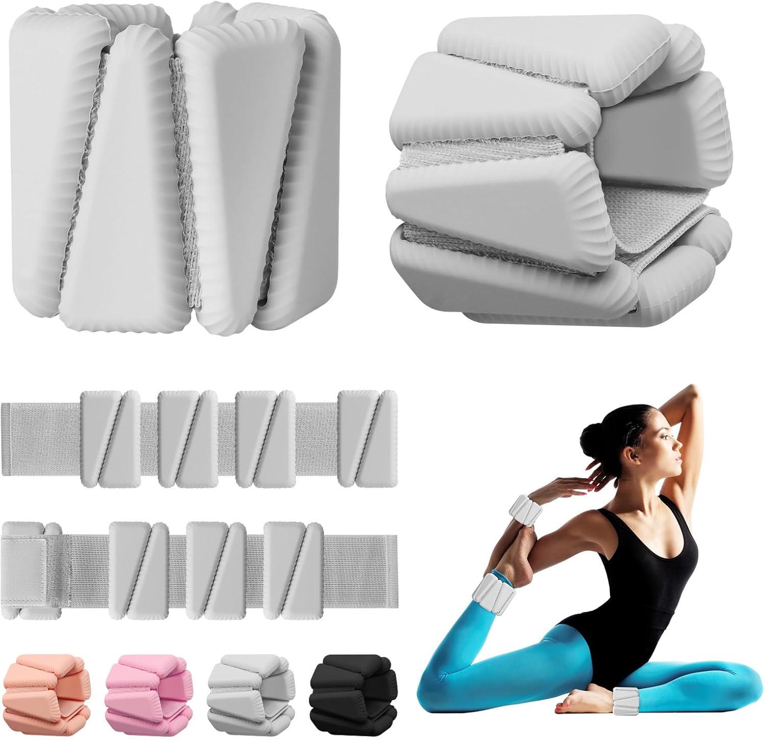 Wrist Weights, Adjustable Wrist Ankle Weights for Women, Wearable Arm & Leg Weights Set of 2(1 lb Each), Weighted Bangles for Walking, Yoga, Dance, Barre, Gym