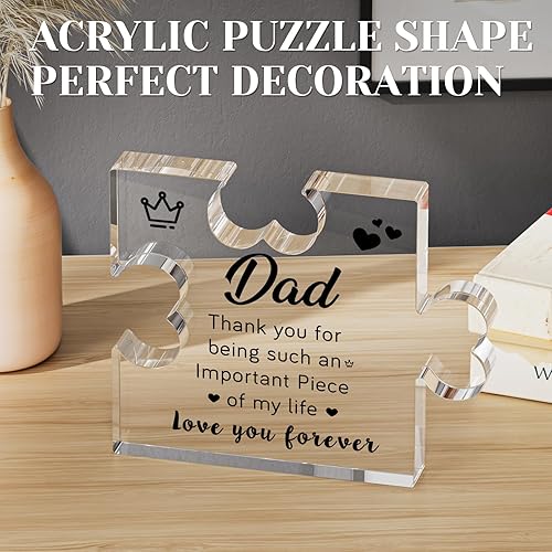 Miniatura 3 de Regalos de Navidad para papá de hija e hijo, decoración de escritorio, placa acrílica para rompecabezas Regalos de cumpleaños para el día del