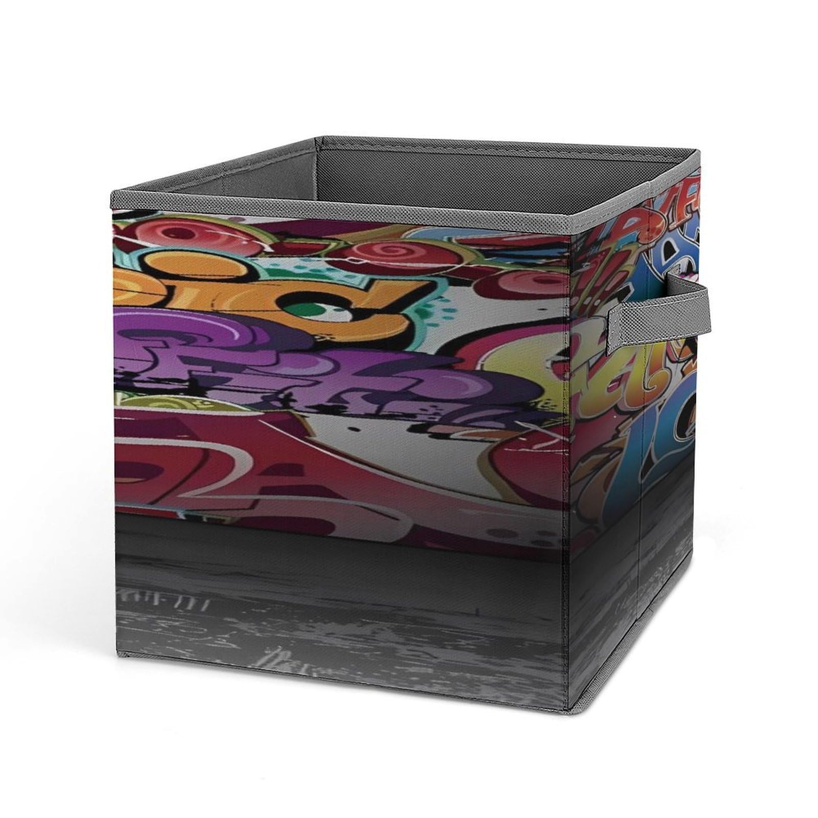 VstaDank Graffiti Hip Hop Storage Bin Collapsible Storage Cubes Organizer Oxford Cloth Storage Box with Dual Handles Large Stackable Closet Storage Bins for Sheets Hat Sweater