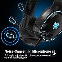 Vista 5 de Auriculares para juegos de PC, auriculares con cable para PS5, PS4, Nintendo Switch, auriculares Xbox One con sonido estéreo, auriculares plegables