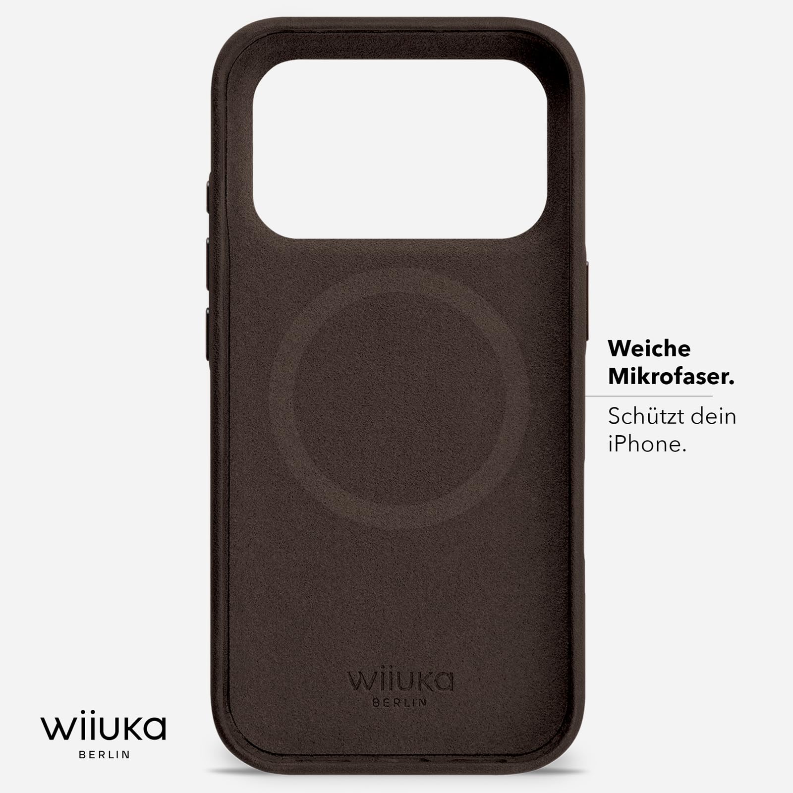 WIIUKA Hülle für iPhone 17 Pro Max, Leder aus Deutschland, 360° Schutz, Lederhülle extra Dünn, Premium Handyhülle, Case, Qi, skiin More VL, Vintage Braun