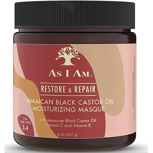 As Am JBCO Masque - 8 ounce - Deep Conditioning & Hydration - Repairs and Restores Scalp Health - Vegan and Cruelty Free - Enriched with Nano Jamaican Black Castor Oil, Vitamin C, and Vitamin E, Red