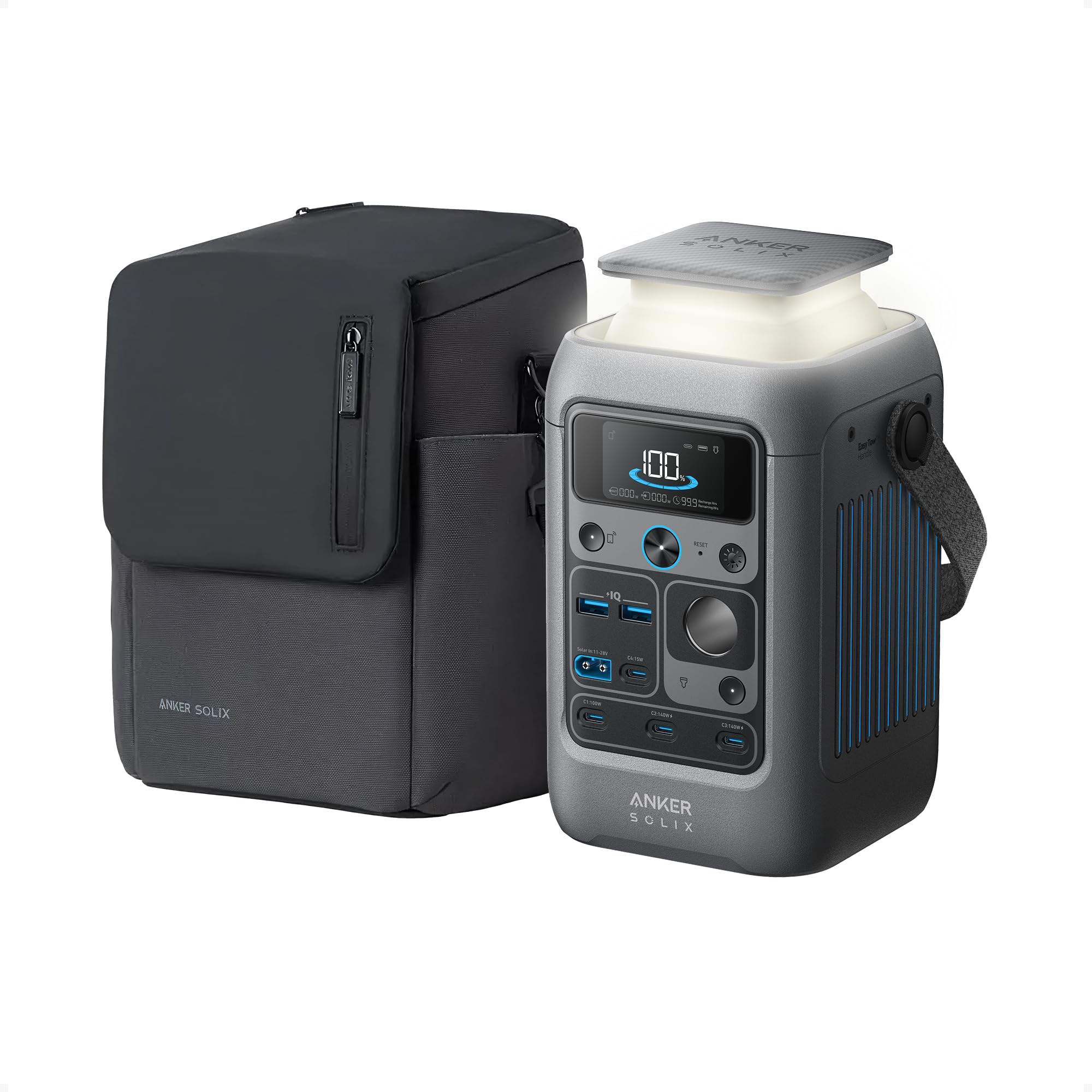 Anker Solix C300 Dc Portable Power Station & Power Bank With Carrying Case, 288Wh Lifepo4 Battery, 300W Solar Generator, For Camping, Travel & Emergency