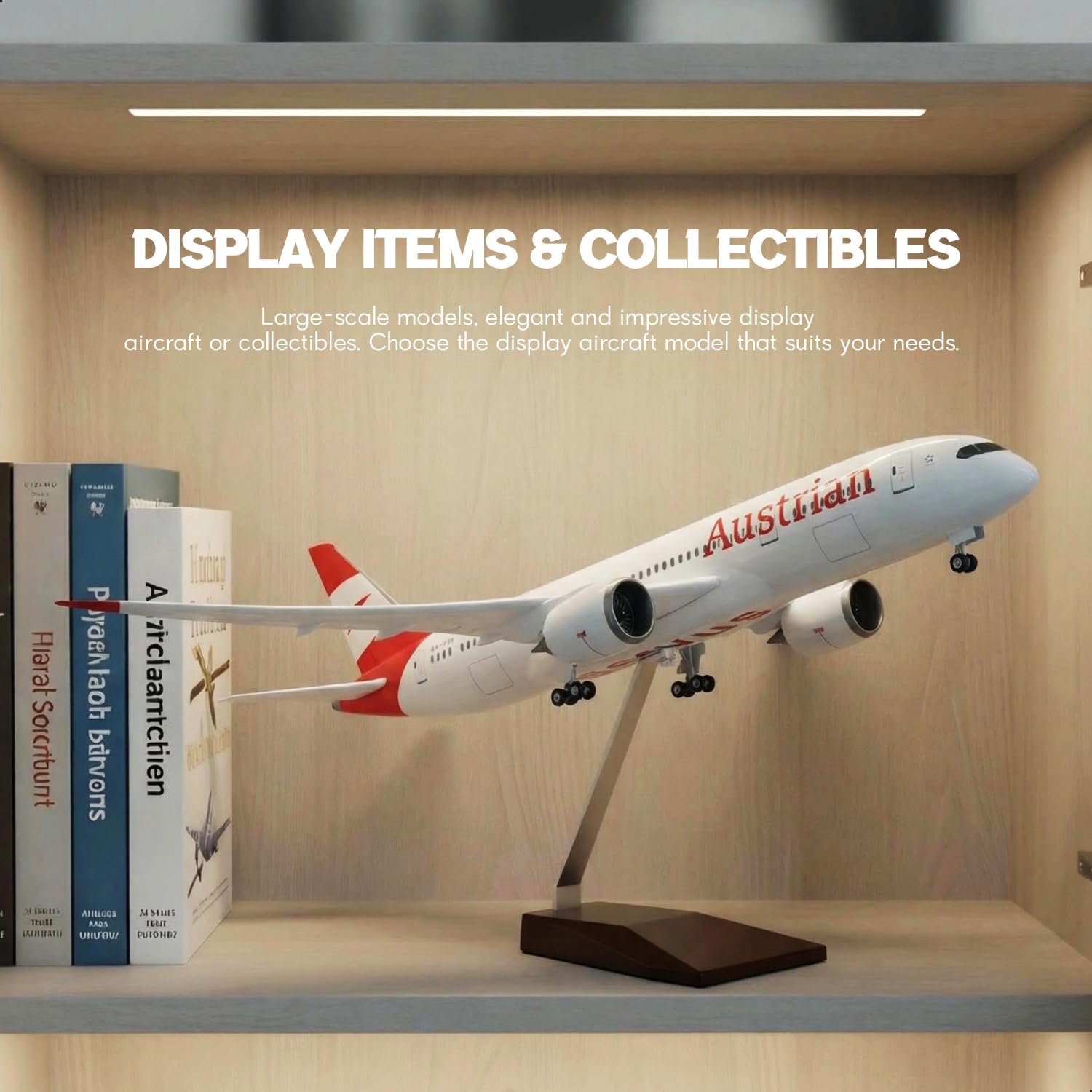 1/130 Austria 787 model samolotu ze stojakiem (długość 43 cm) do Boeinga 787, model samolotu z żywicy dla dorosłych, prezent dla entuzjastów lotnictwa, dekoracja do domu lub biura