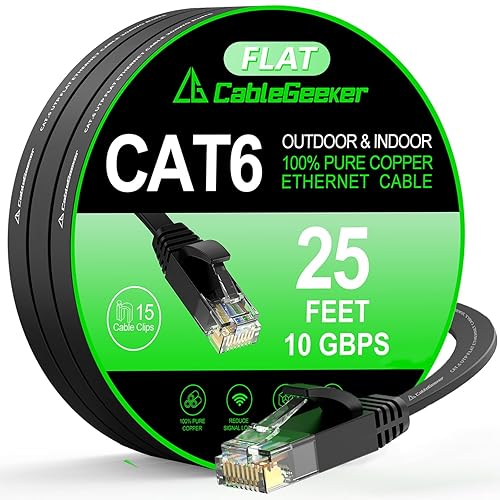 Miniatura 91 de Cable Ethernet Cat 6 de 30 pies, para interiores y exteriores, cable de red plano de Internet de alta velocidad de 10 Gbps, cable de conexión Blanco