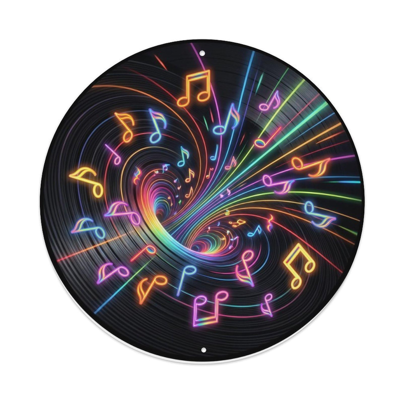 Colorful Music Vinyl Records Perspective Bright View Metal Tin Sign