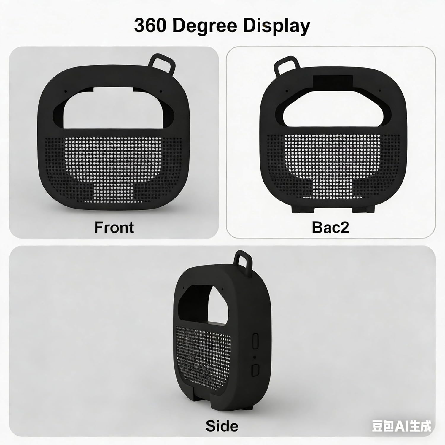 Silicone Case Cover For Bose New SoundLink Micro Portable Bluetooth Speaker (2nd Gen), High-Quality Shockproof Cover with Carabiner, Anti-Slip Dustproof Protective Sleeve (Black) - Image 4