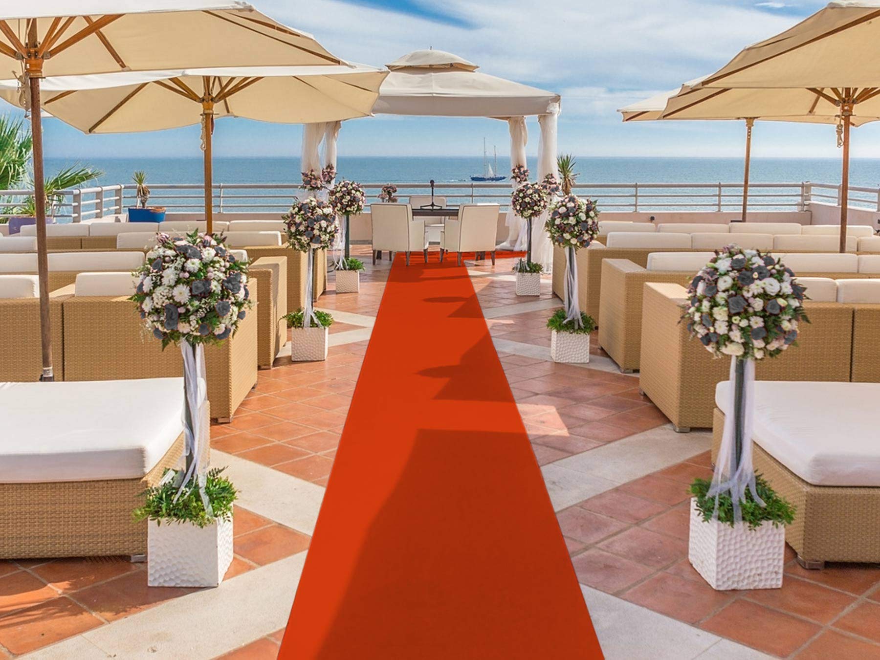 Tapis de mariage Podium Orange- Tapis de Cérémonie et d'Événement au Mètre | Gala, Hollywood et VIP | Résistance au feu B1 | Tapis au Mètre - 1mx4m