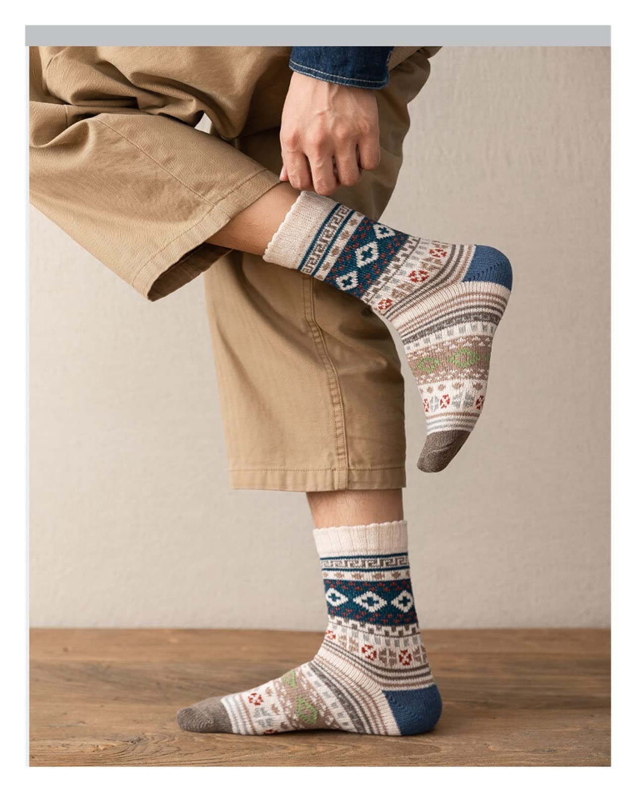 PAXAS Calcetines para Hombres Otoño Invierno Caliente Hombres Calcetines Térmicos De Lana Moda Casual Calcetines (Color : C, Size : Size 38-45)