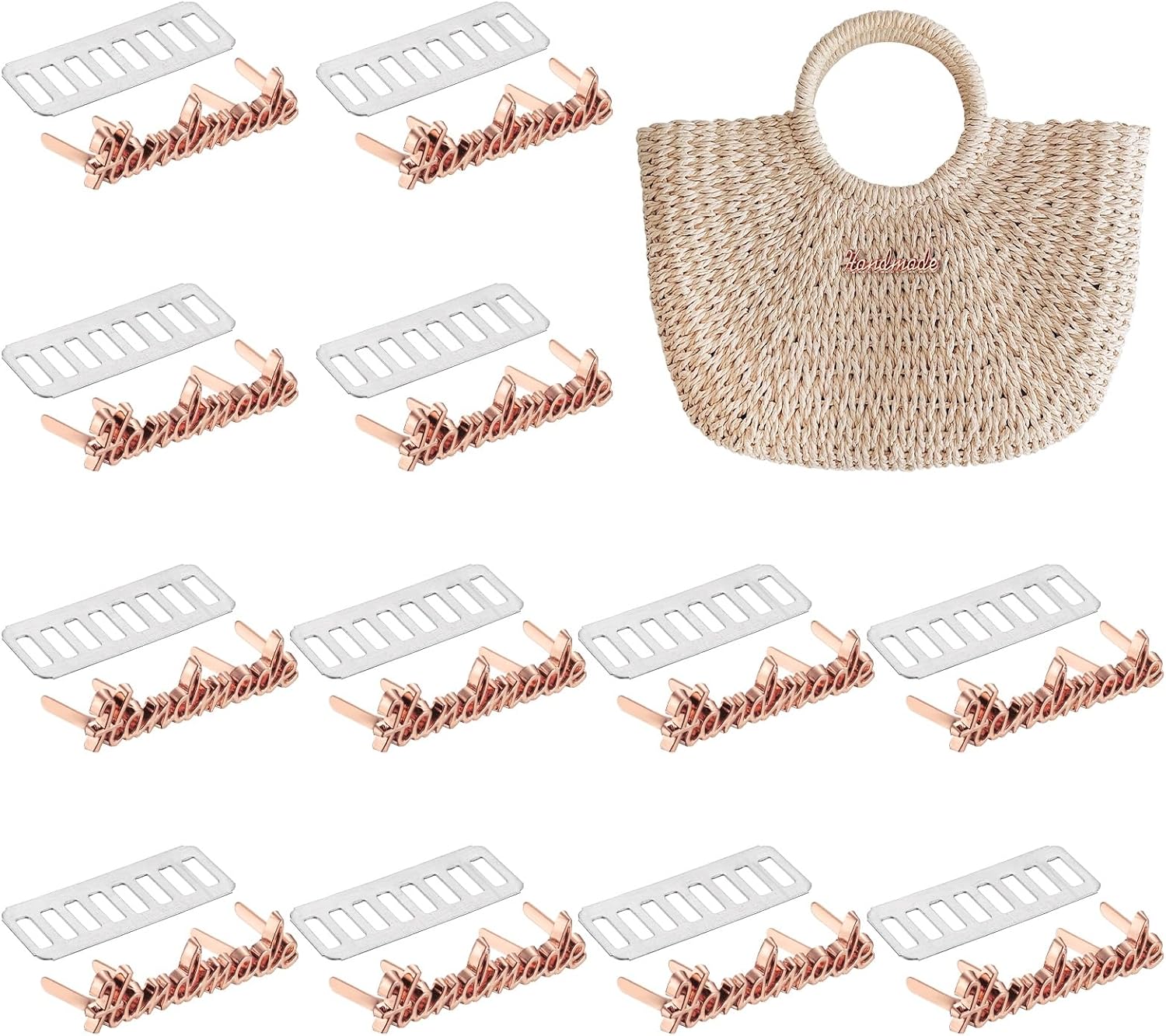 uxcell Handmade Metal Labels with Shim, Alloy Sewing Labels for DIY Crafts, Sewing Items, Purses, Bags