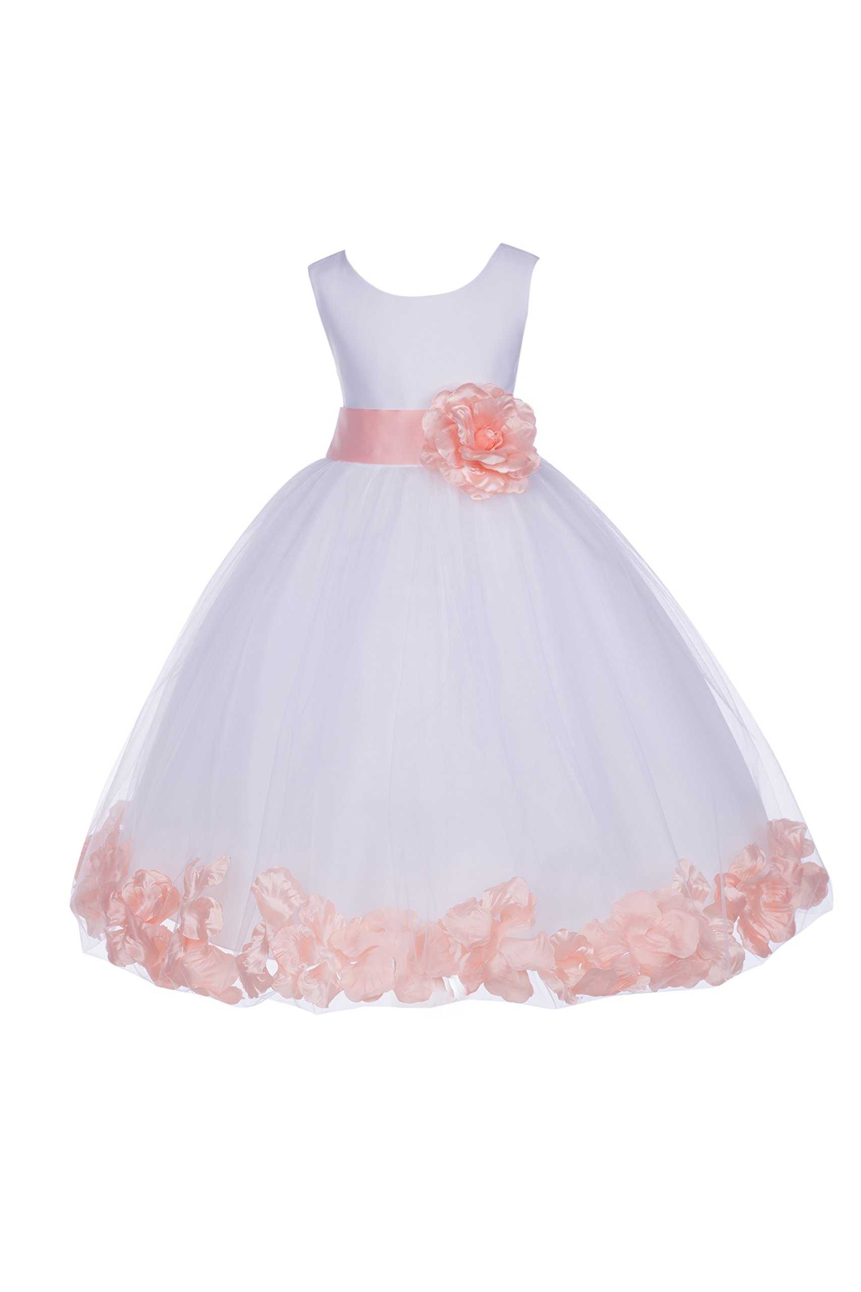 White Tulle Rose Petals Flower Girl Dress Tulle Dress Christening Dress 302T 6