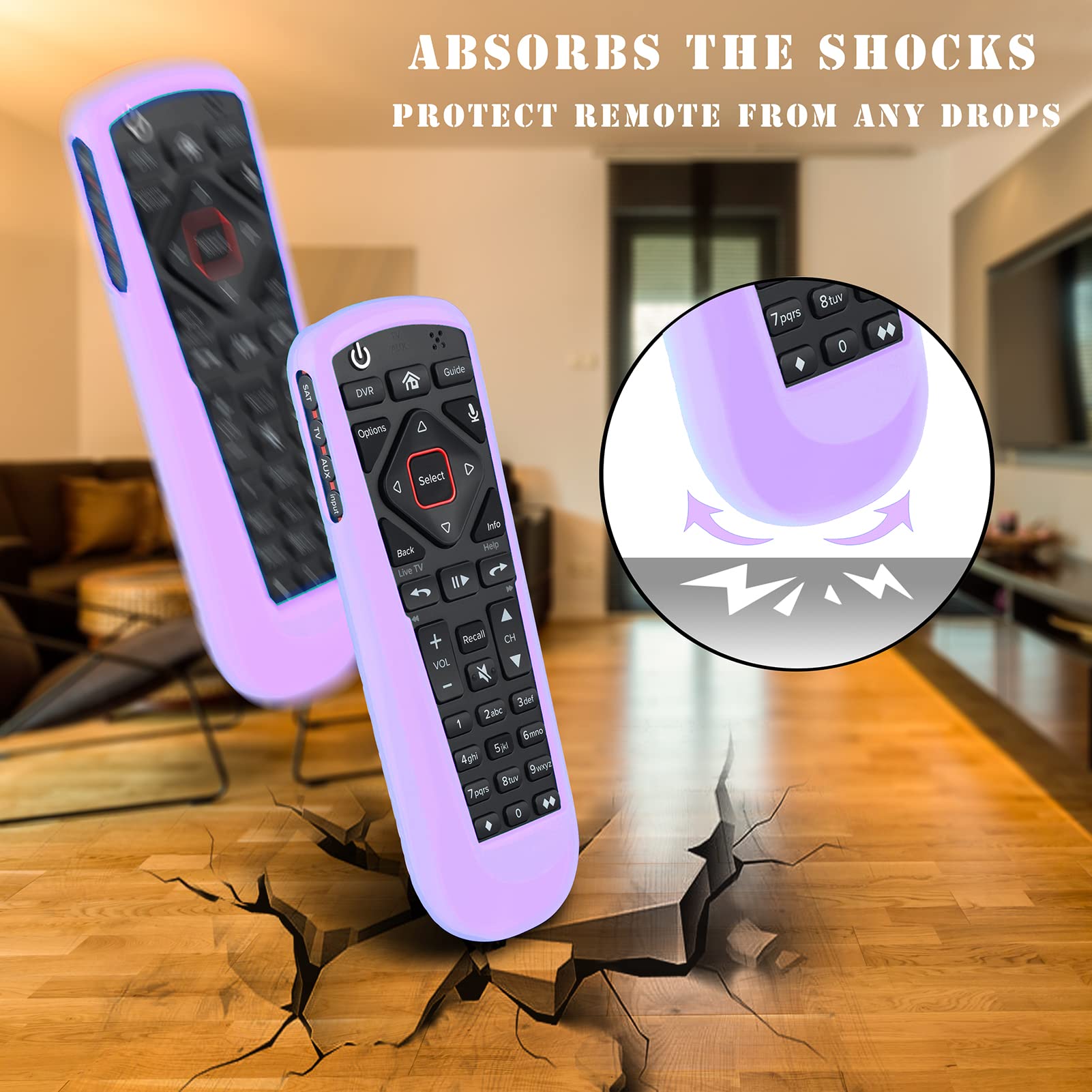 Funda para mando a distancia Dish Network, funda para mando a distancia Dish TV 52.0/54.0 de repuesto, funda de silicona que brilla en la oscuridad púrpura