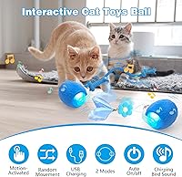 Vista 3 de Juguetes interactivos para gatos: bola móvil ágil con cola de malla elástica para gatos y gatitos de interior Azul