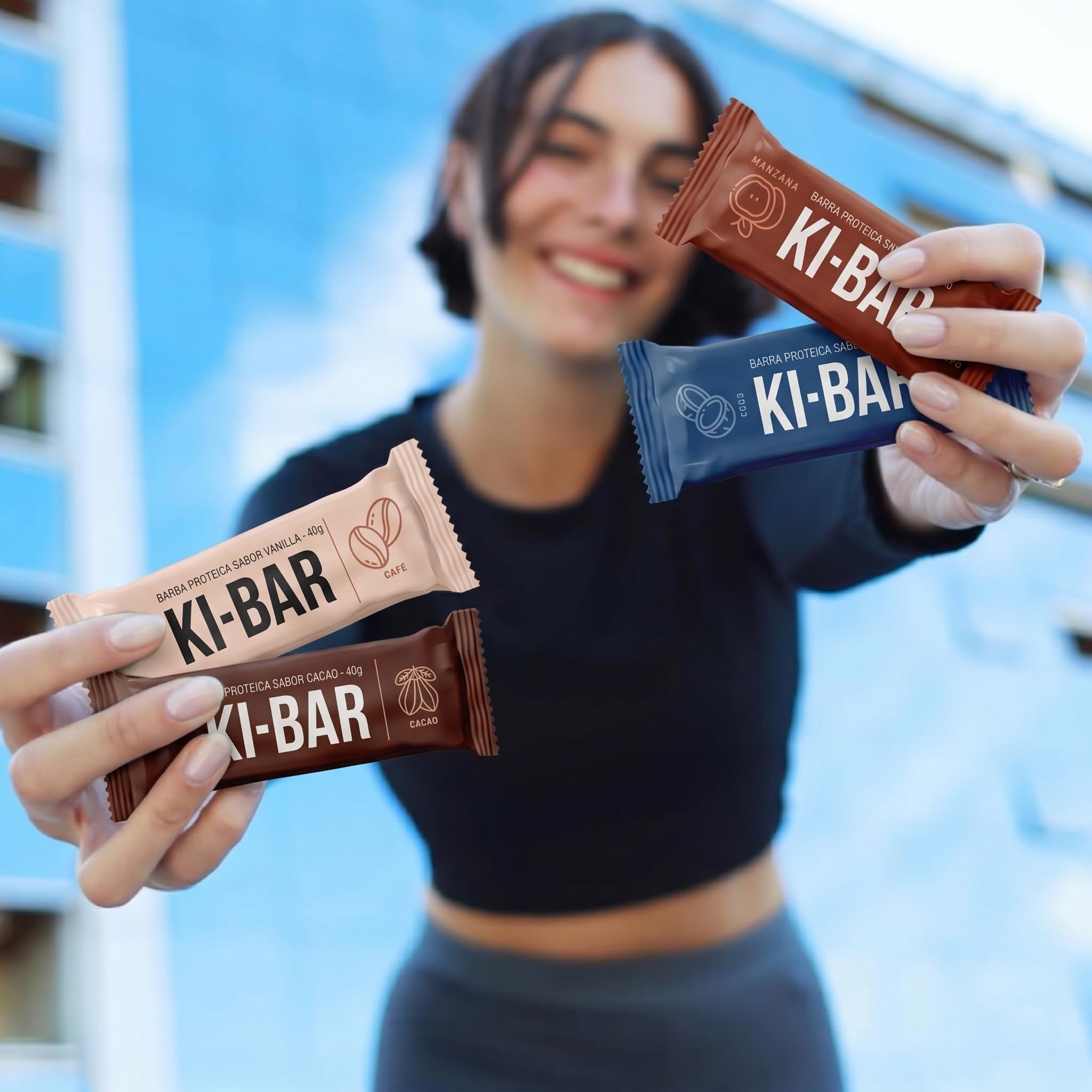 Ki-Bar Barritas Proteicas 100% Naturales | 22% Proteína Huevo y Guisante | Sin Azúcares Añadidos, Sin Gluten, Sin Lactosa | Pack 15 uds x 40g | Sabores Café, Manzana, Vainilla