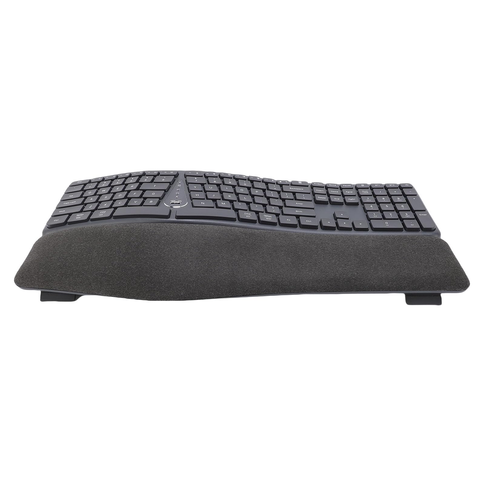 Denash Tastiera Ergonomica Wireless, Tastiera Divisa Bluetooth USB C 2.4G con Poggiapolsi Imbottito, Tastiera per Computer a 111 Tasti per Laptop Desktop