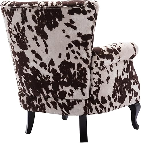 Miniatura 30 de Kmax Silla de club de terciopelo con diseño de trono copetudo de mediados de siglo, asiento acolchado, patas de madera, para el hogar, club, Tela