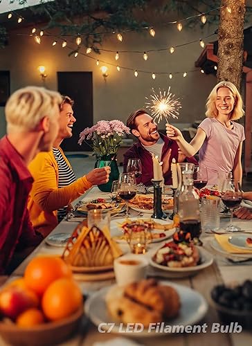 Miniatura 7 de Bombillas LED de repuesto C7 de Navidad, bombillas LED de noche con base de candelabro E12, equivalente a incandescente de 5 W, 6 W, 7 W, blanco