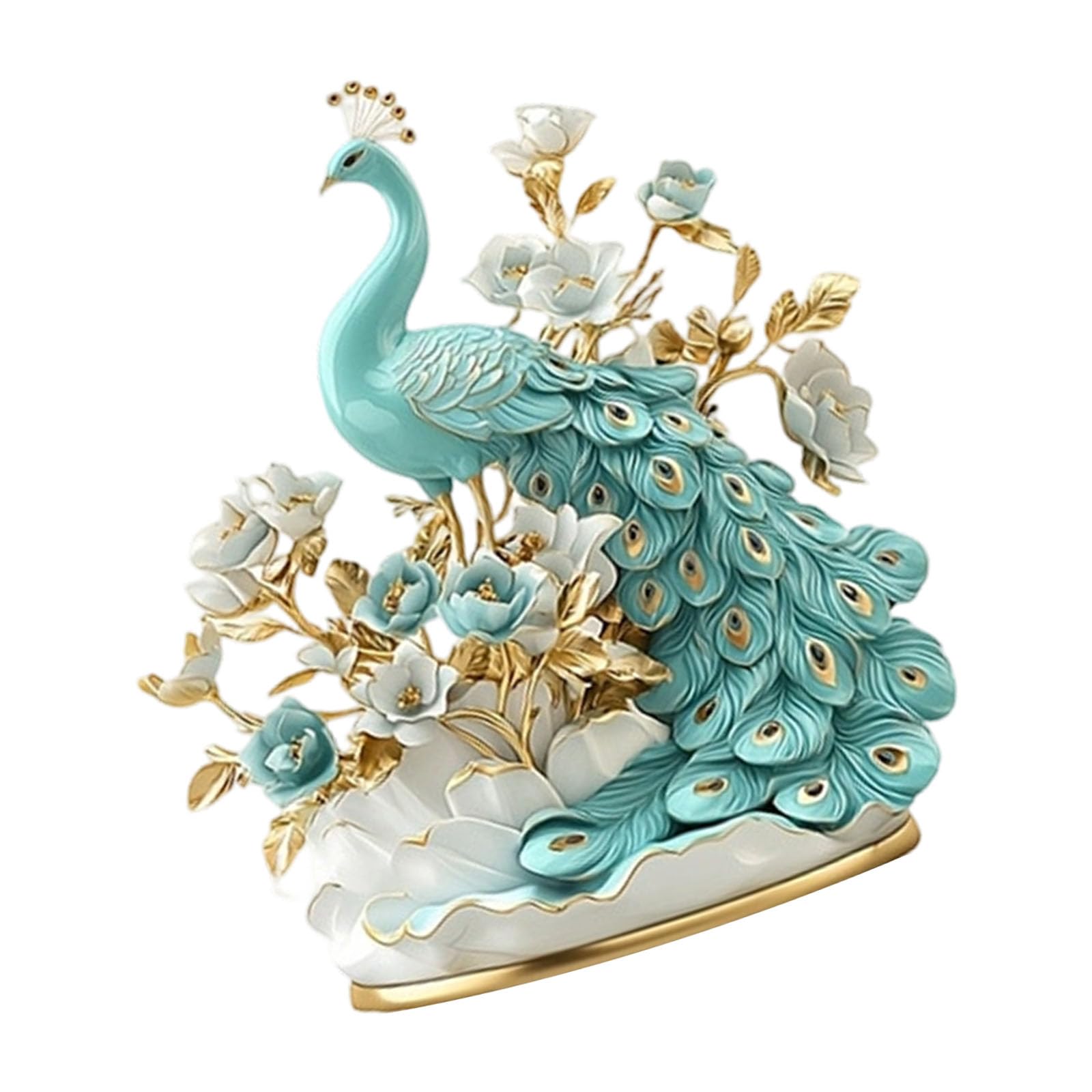 Xinsheinelry Peacocks Statue Figurines Animal Sculpture Home Decors Tabletop Centerpieces Collectible Decorative Figurine Peacocks Statue