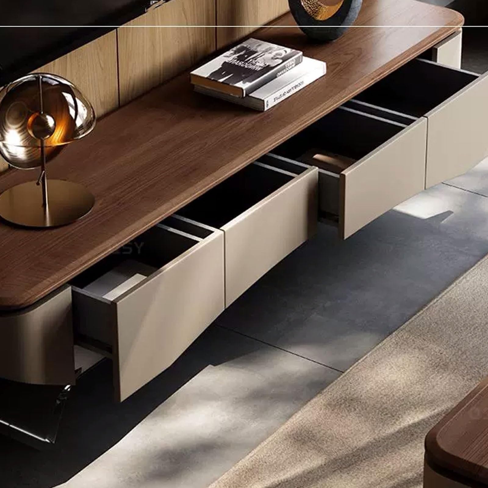 TV-Schrank TV-Board Lowboard ﻿ Moderner TV-Ständer mit Beinen, Holz-Entertainment-Center-Medienkonsole, Haushalts-TV-Regal, Medienkonsolenschrank zur Aufbewahrung Hängeschrank Wohnwand